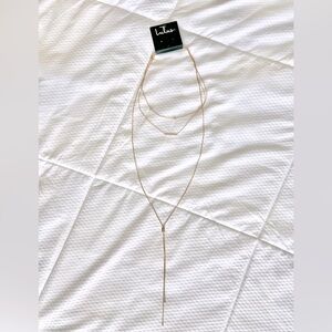 Lulus Gold Layered Necklace w/ Rhinestones